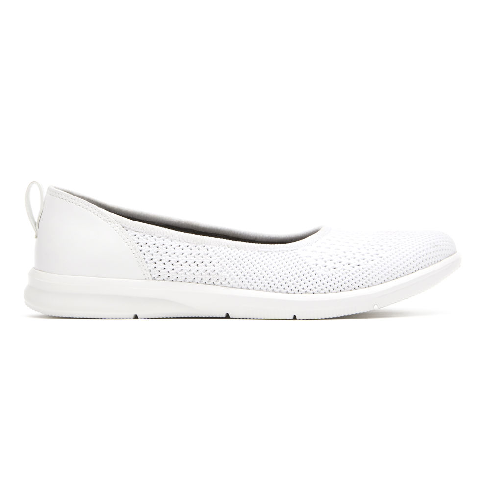 Rockport Singapore Womens Slip-On - Ayva Washable Knit Ballet White - FR3461287